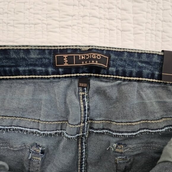 Indigo Skins Bootcut Jeans Men's 36x30 Contrast Stitch Flap Pkt Embroidery NWT - Picture 9 of 16